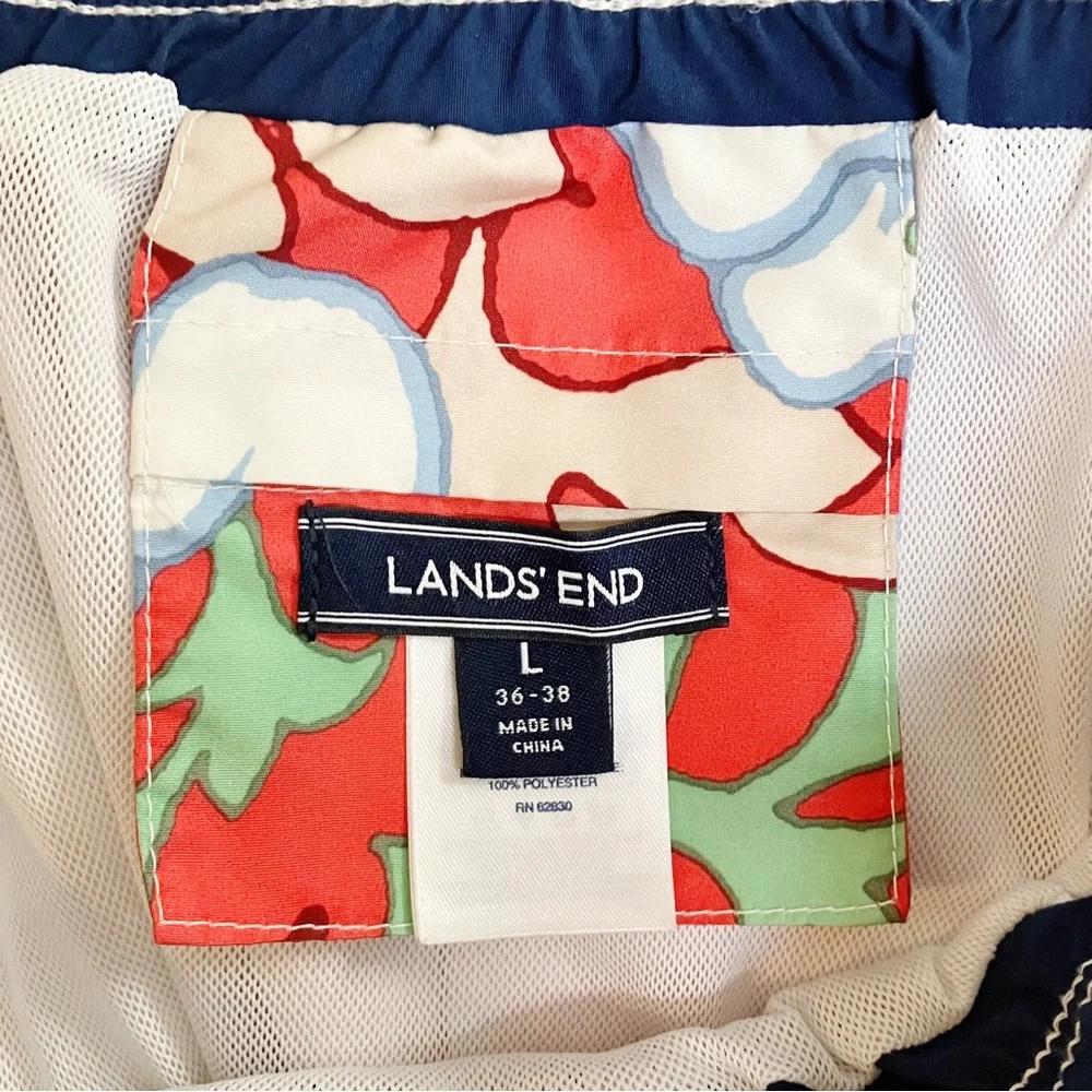 LANDS’ END Mens Tropical Swim Trunks SIZE Large 36-38 Pockets Lined Beach NEW - Picture 7 of 8